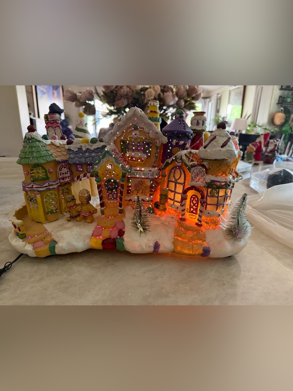 Vintage gingerbread Christmas village with
